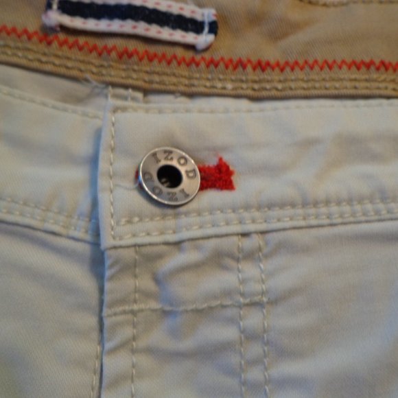 IZOD Saltwater Straight Fit Chino Pants 36W x 32L Stone Zip/Button Closure - Picture 4 of 11